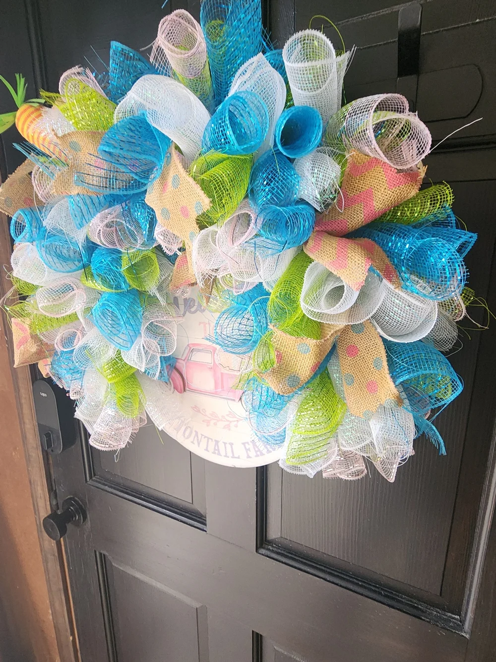 Colorful Spring Mesh Wreath with Pastel Accents
